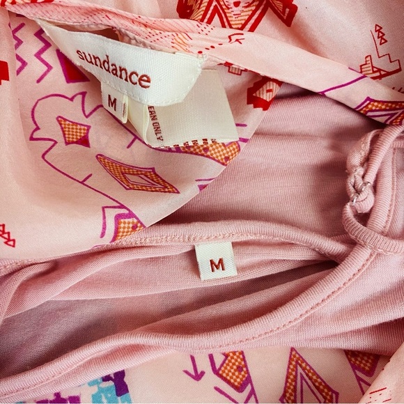 Sundance Silk Aztec Print Scoop Neck Cap Sleeve Dress Size M - Picture 6 of 8